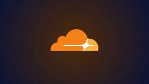 logo cloudflare dengan latar gradasi gelap